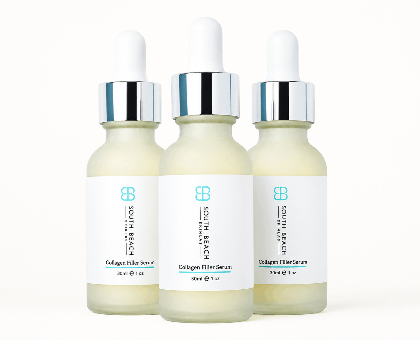 South Beach Collagen Filler Serum three-bottle set — needle-free wrinkle filler serum